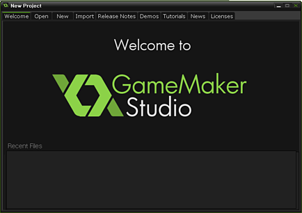 GameMaker Studio 실행화면