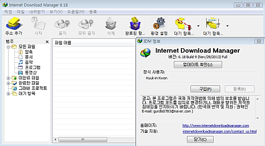 IDM 실행화면