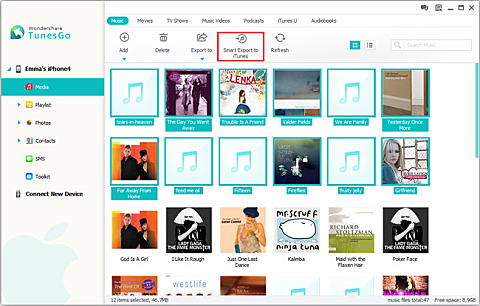 TunesGo for iOS 스마트 음악 전송