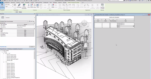 Revit 2018 조정 모델 그룹 및 Revit 링크 일람표 작성