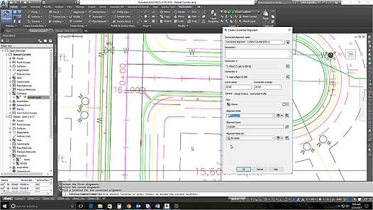 AutoCAD Civil 3D 2018 연결된 선형