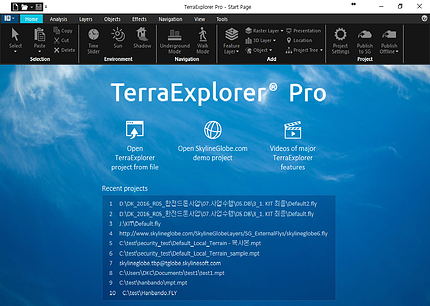 Terraexplorer 메인화면