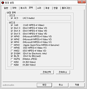코덱 설정
