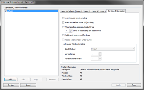 X-Mouse Button Control_스크롤, 네비게이션
