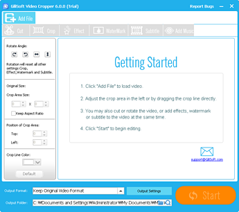 GiliSoft Video Editor 크롭화면