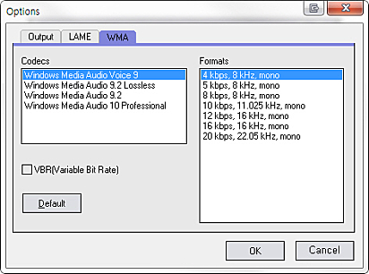 WMA설정