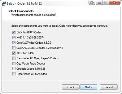코덱 설치 선택하기