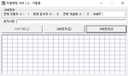 리얼채팅 서버 트래픽정보