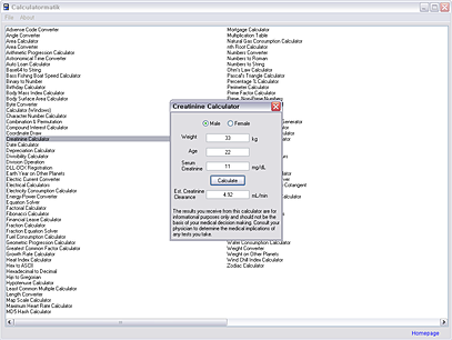 Creatinine Calculator